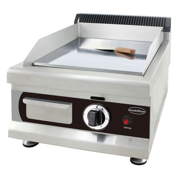 Professionele gasbakplaat met gladde chromen bakplaat 400 mm.