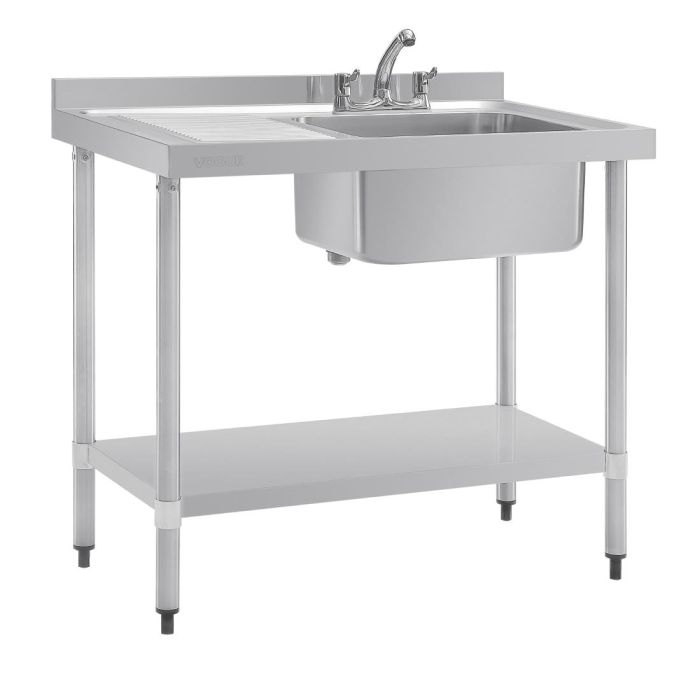 RVS spoeltafel 100 cm met spoelbak links.