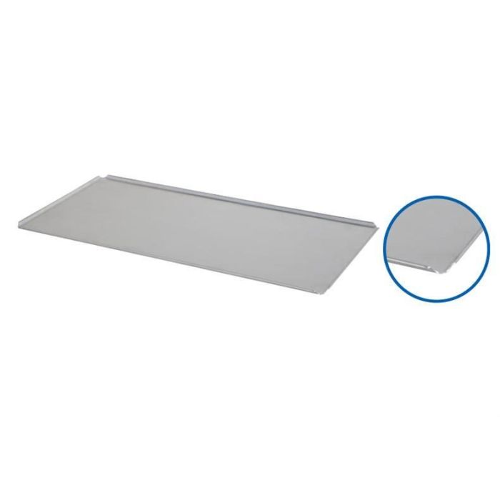 Aluminium bakplaten 80 x 40 met open randen.