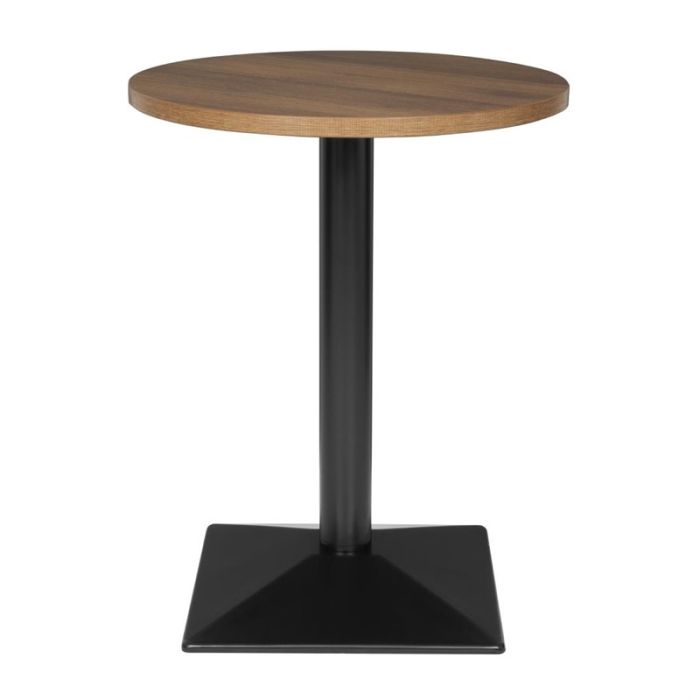 Ronde tafel met zwaar onderstel.