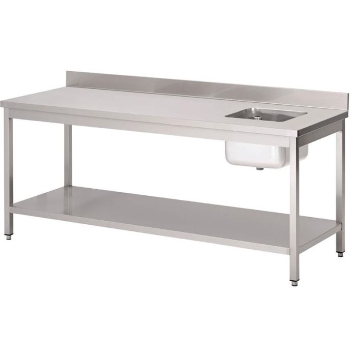 Cheftafel met spoelbak en opstand 160 cm