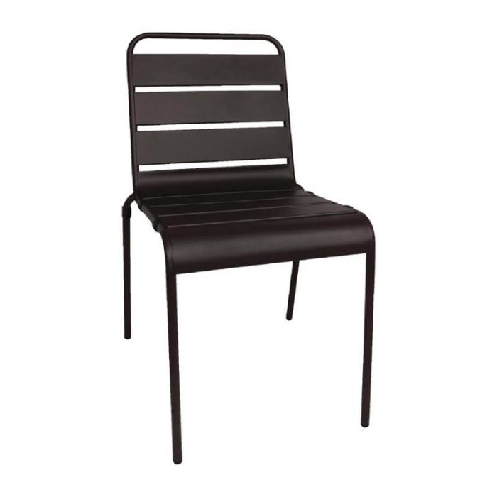Zwarte stalen horeca stoel set van 4 industrieel design.