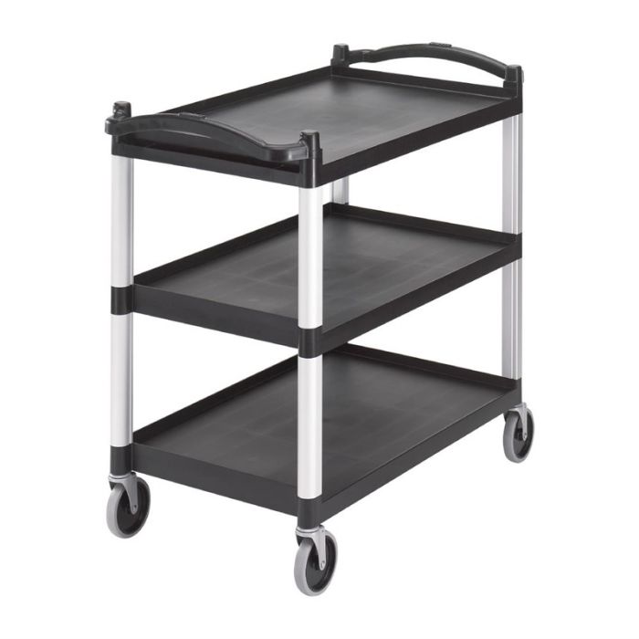 Cambro KD serveerwagen met 3 bladen zwart.