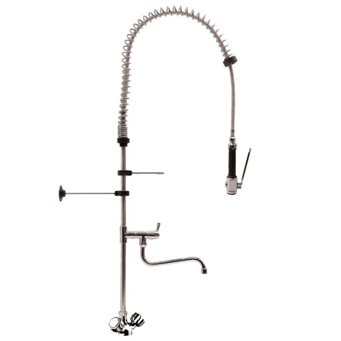 Voorspoeldouche met draaiknoppen en zwenkkraan 120 cm.
