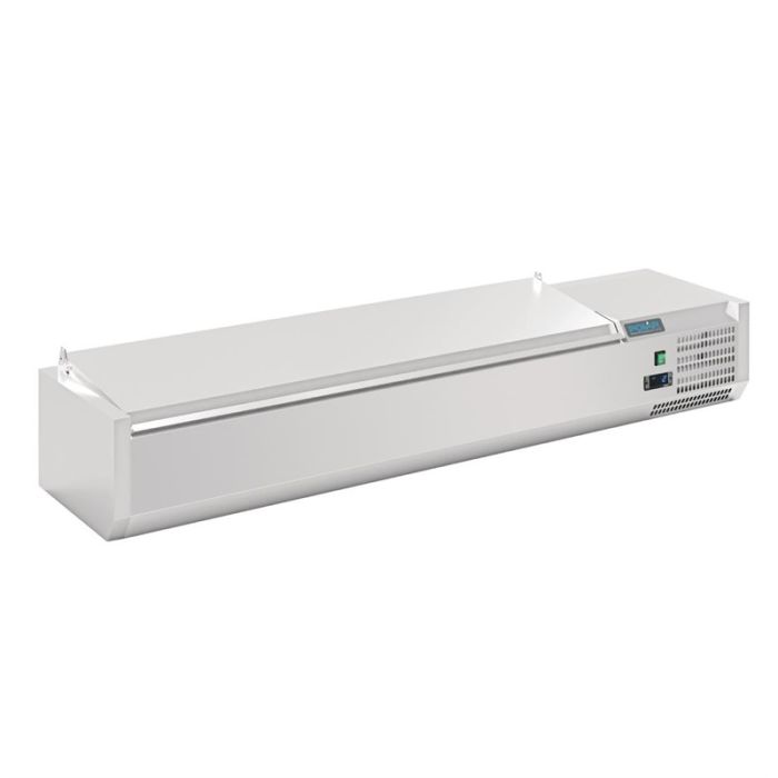 Polar G-serie opzetkoelvitrine met deksel 7x GN 1/4.