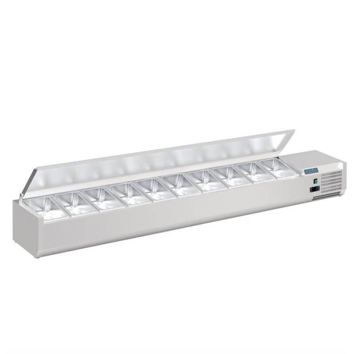 opzetkoelvitrine met deksel 10 x gn 1/4 .