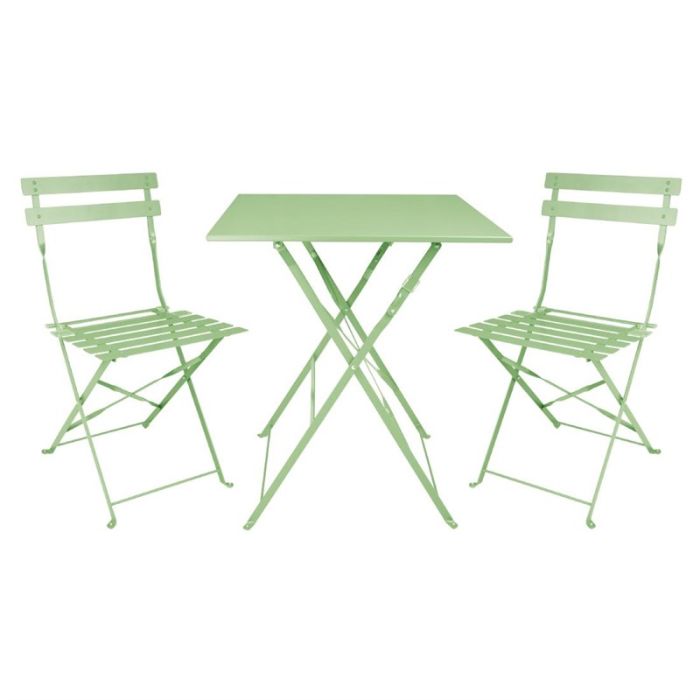 stalen klapstoelen lichtgroen 2 stuks.