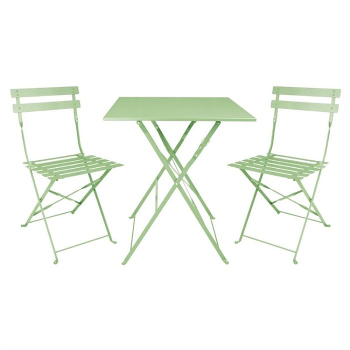 stalen vierkante tafel lichtgroen.