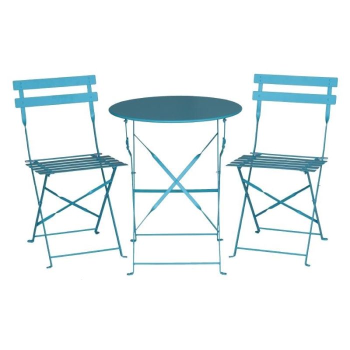 Opklapbare stalen stoelen turquoise 2 stuks voor horeca.