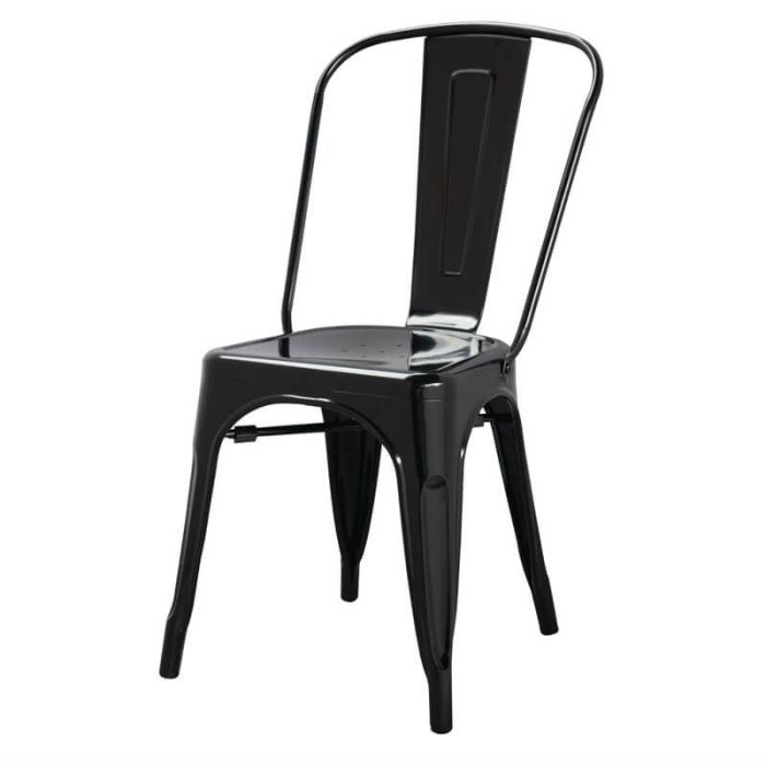 zwarte stalen stoelen 4 stuks.