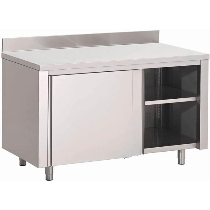 RVS werktafel deuren en opstand 140 cm