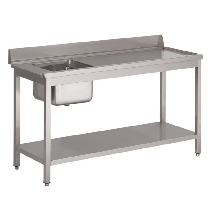 Gastro M RVS spoeltafel 140 x 70 cm met 1 spoelbak links