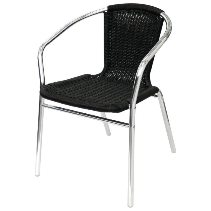 Kunststof rotan stoel van bolero zwart.