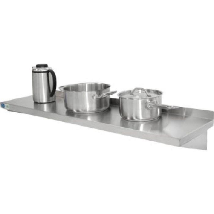 RVS wandplank met opstand 180 x 30 cm