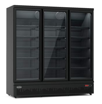 ZWARTE KOELKAST MET 3 GLASDEUREN JDE-1530R BL.