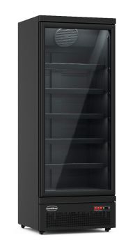 Koelkast met 1 glasdeur zwart JDE-600R-BL.