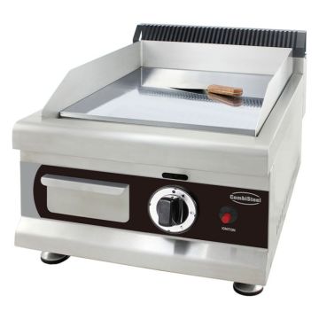 Professionele gasbakplaat met gladde chromen bakplaat 400 mm.