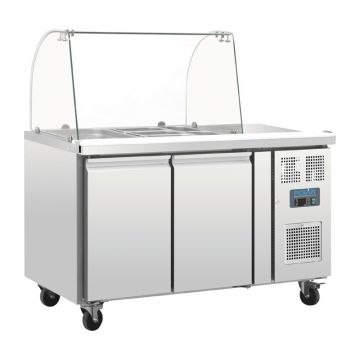 Polar CT393 gekoelde saladette met glazen opzetvitrine 2-deurs.