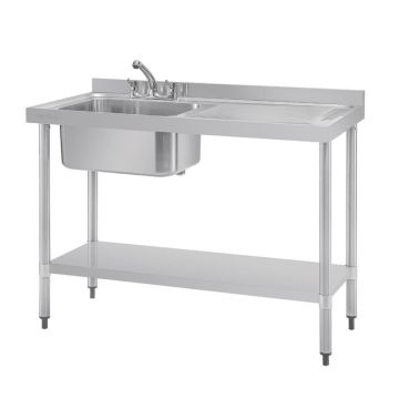 RVS spoeltafel bak links 120 x 60 cm.