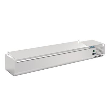 Polar G-serie opzetkoelvitrine met deksel 8 x GN 1/4.