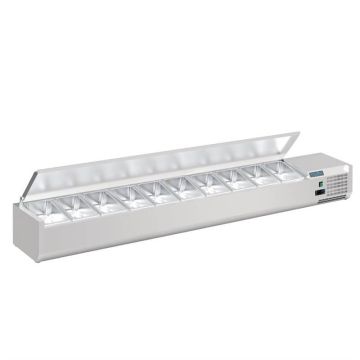 opzetkoelvitrine met deksel 10 x gn 1/4 .