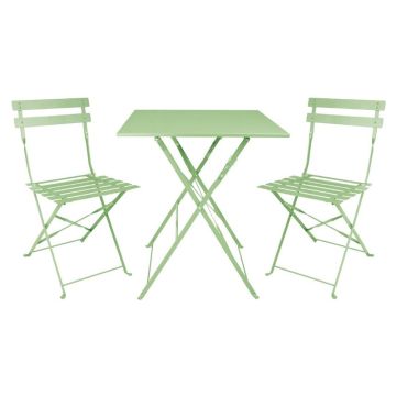 stalen klapstoelen lichtgroen 2 stuks.
