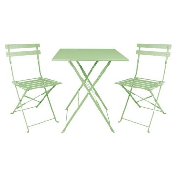 stalen vierkante tafel lichtgroen.
