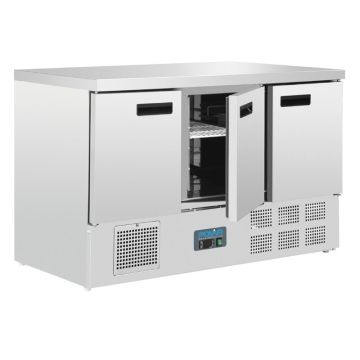 Polar compacte koelwerkbank met 3 deuren voor horeca.