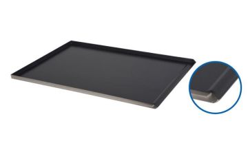 Aluminium bakplaat 60 x 80 met teflon 3 randen en 1 scheprand.