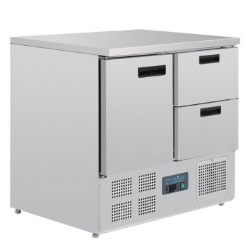 koelwerkbank met 2 laden en 1 deur.