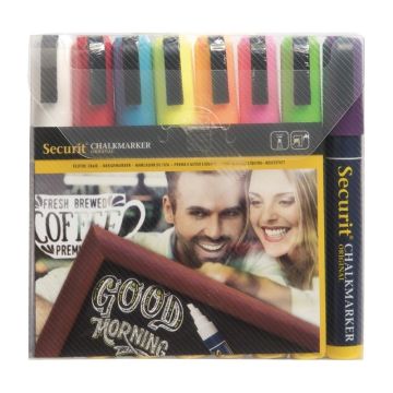 Securit set wisbare krijtstiften 6mm 8 stuks assorti.