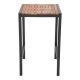 hoge tafel van staal en hout
