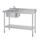 RVS spoeltafel bak links 120 x 60 cm.