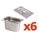Vogue set van 6 GN1/9 bakken met deksel