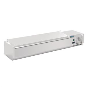 Polar G-serie opzetkoelvitrine met deksel 7x GN 1/4.
